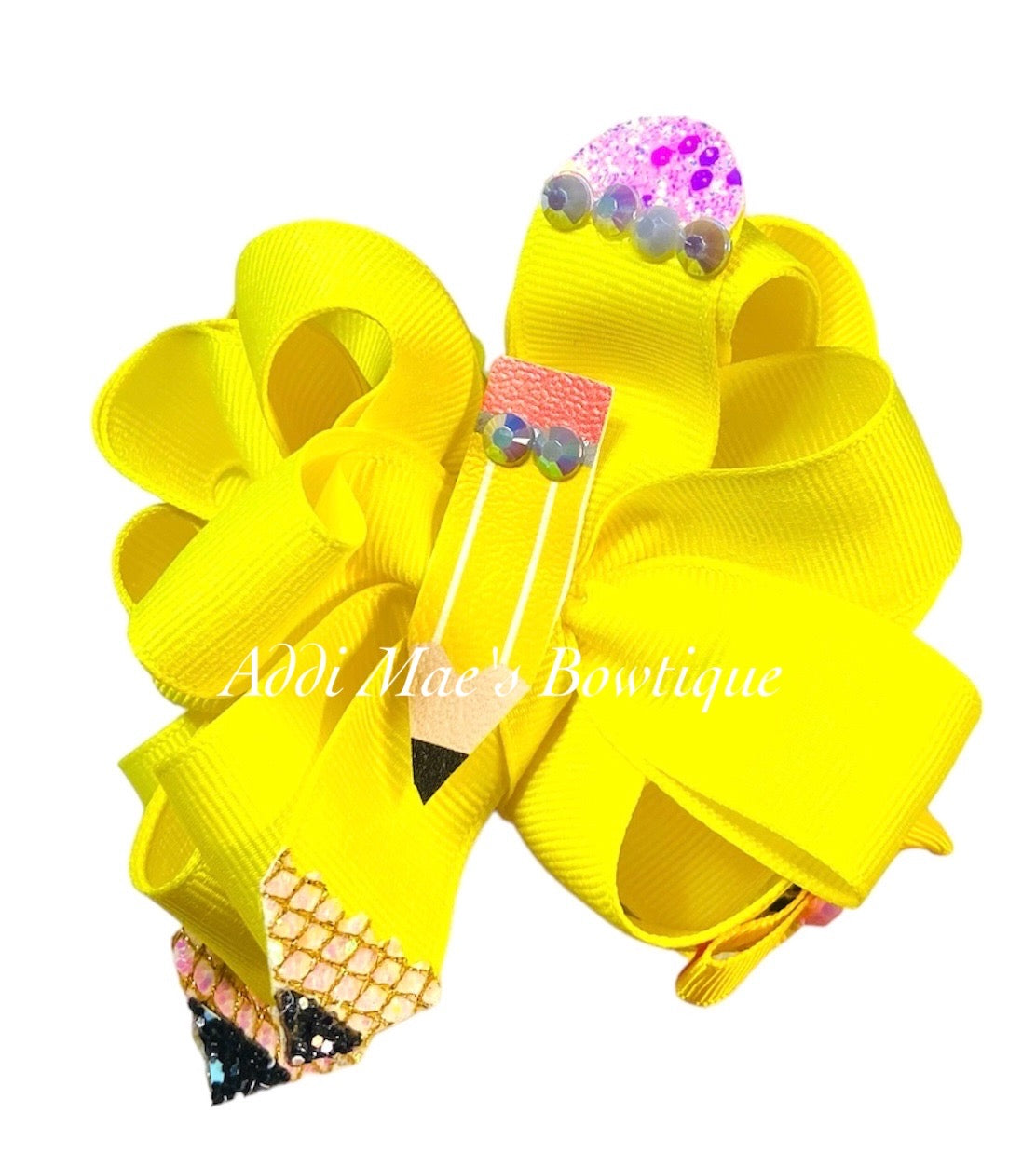 School Pencil Ribbon Bow