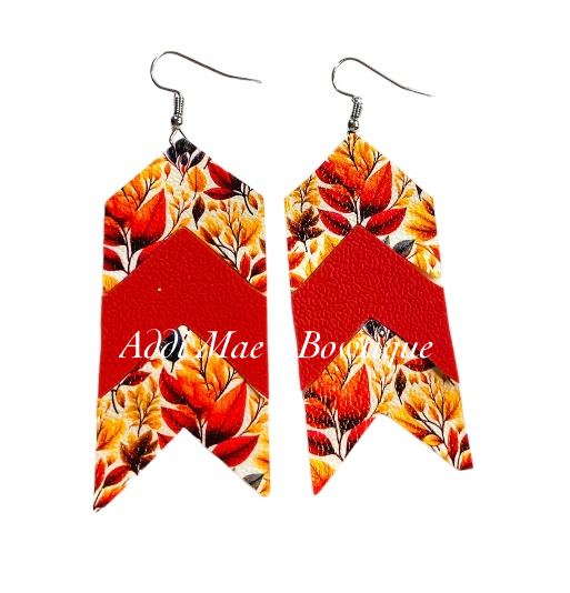 Bright Fall Foliage Chevron Dangle Earrings
