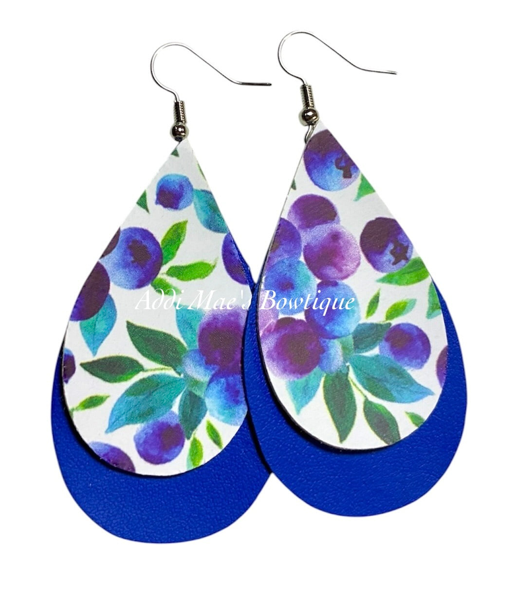 Blueberries Stacked Tear Drop Earrings