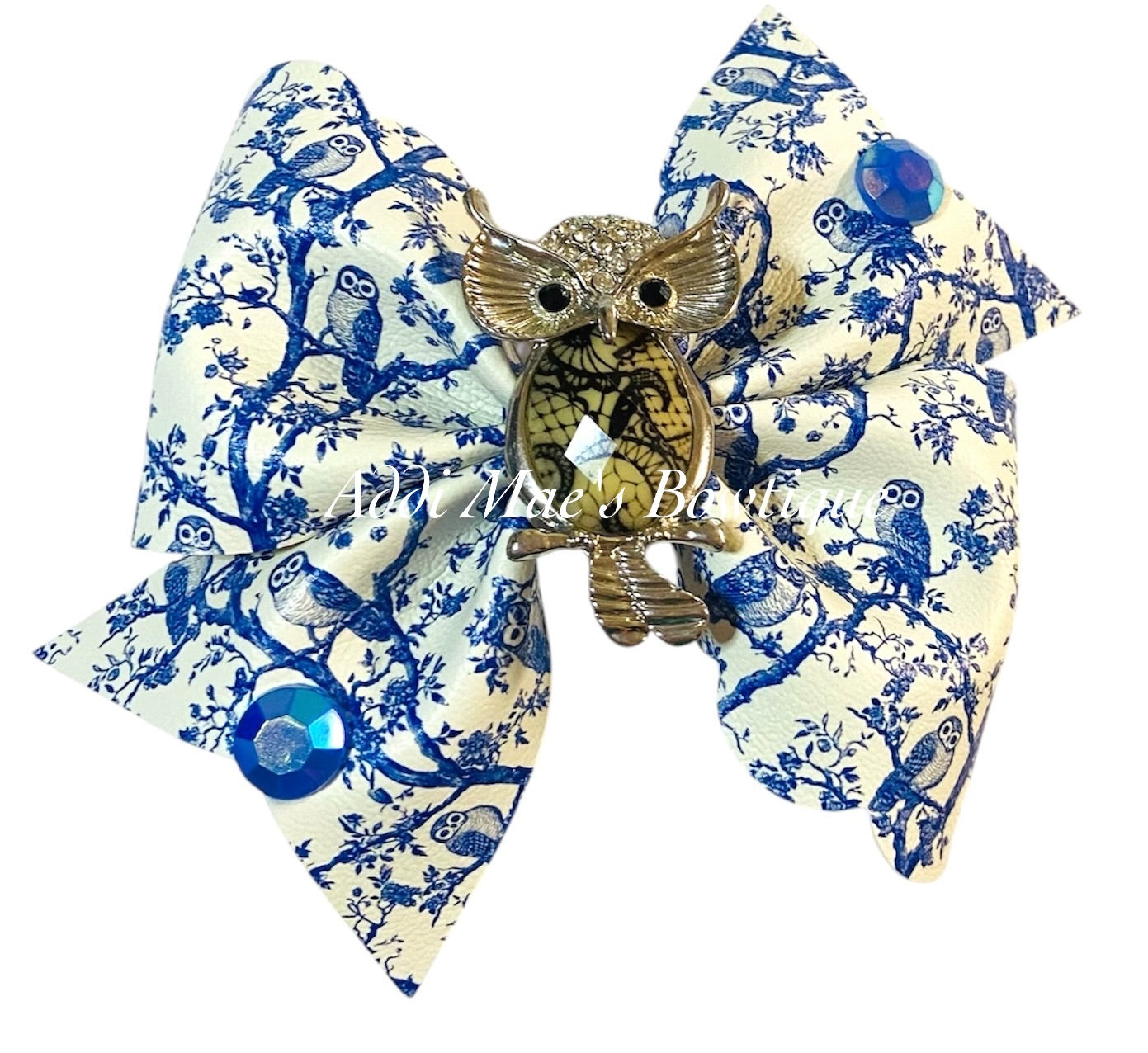 Woodland Toile Owl Bow