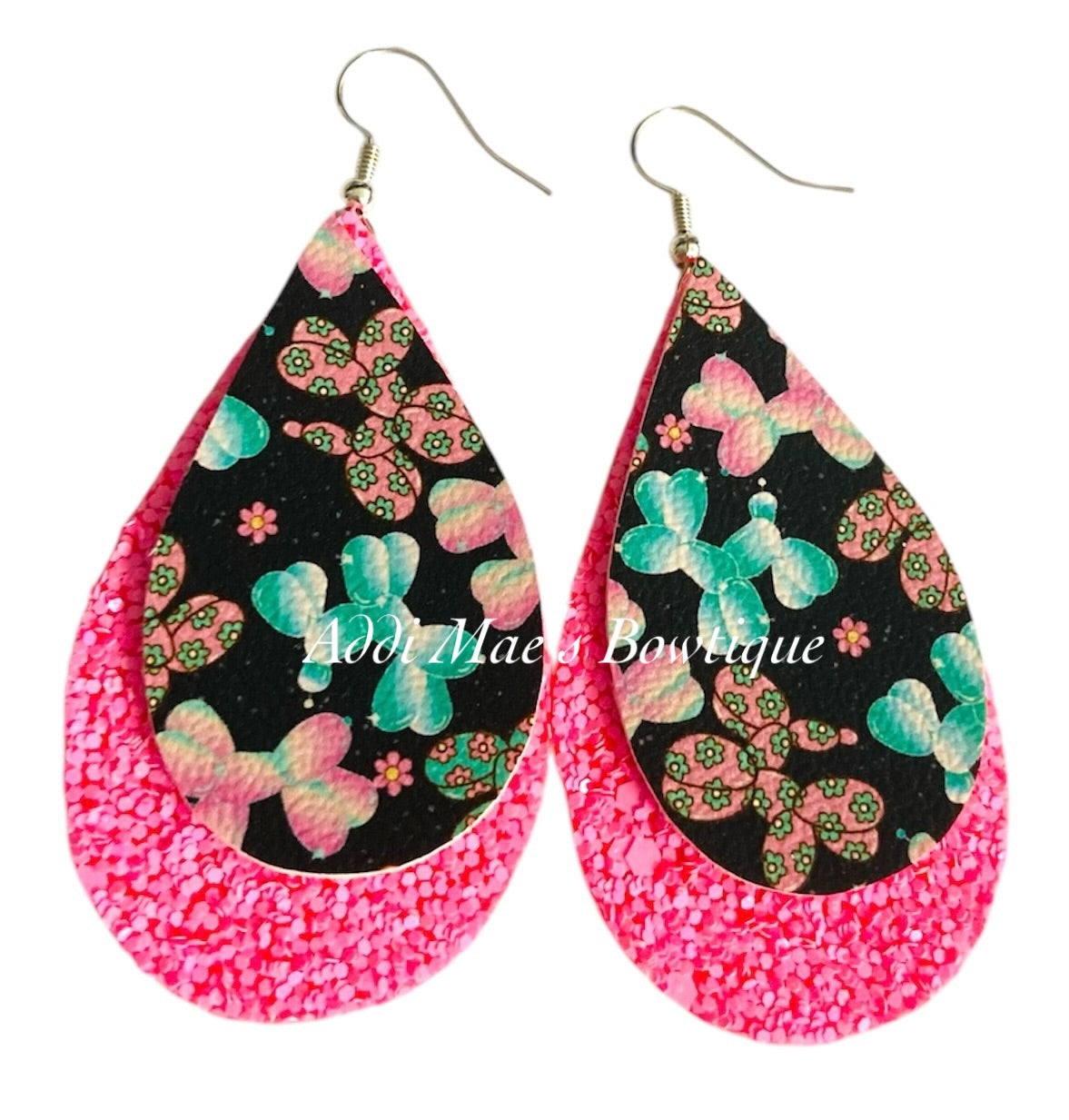 Balloon Dogs Stacked Tear Drop Dangle Earrings