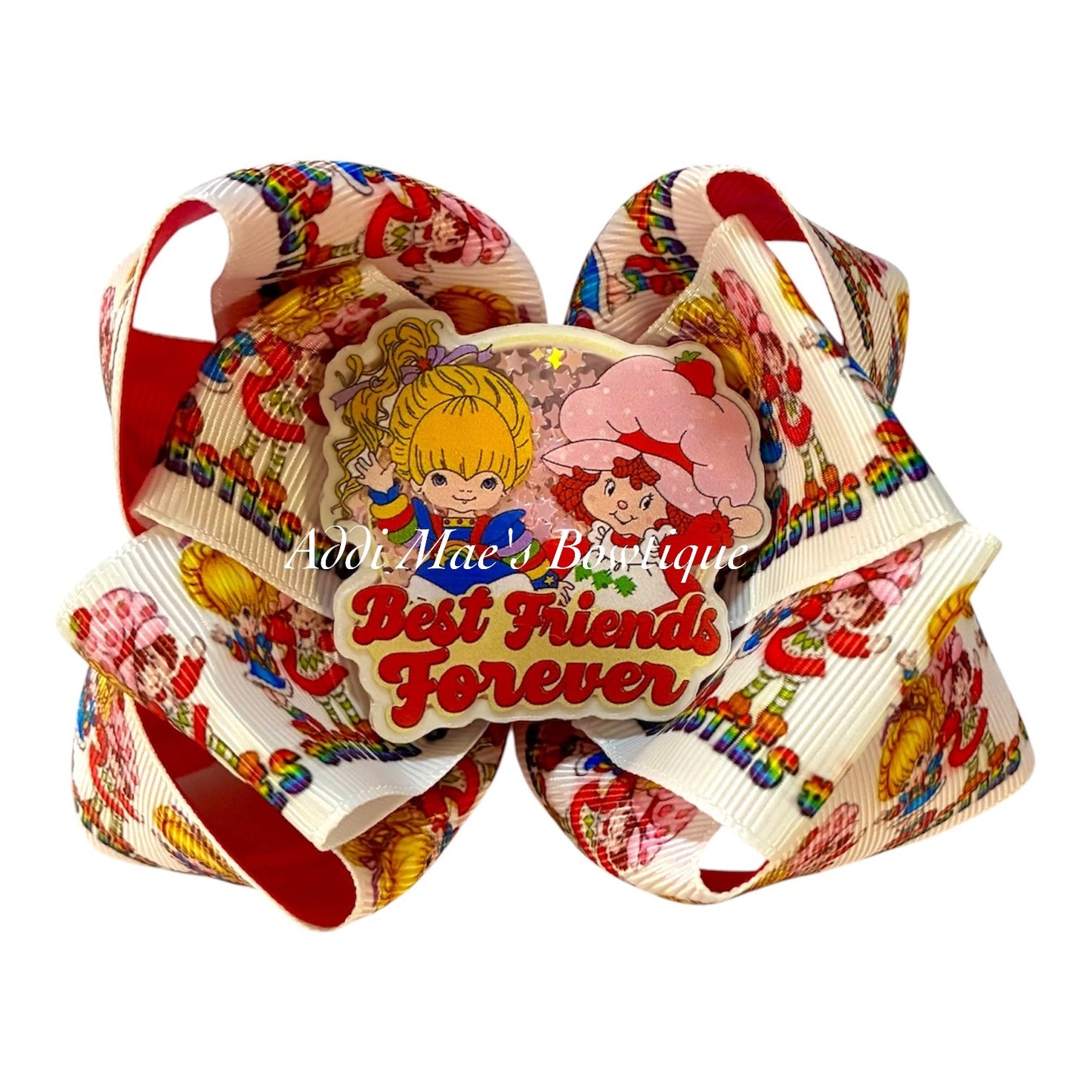 Best Friends Forever Rainbow Girl & Strawberry Girl Bow