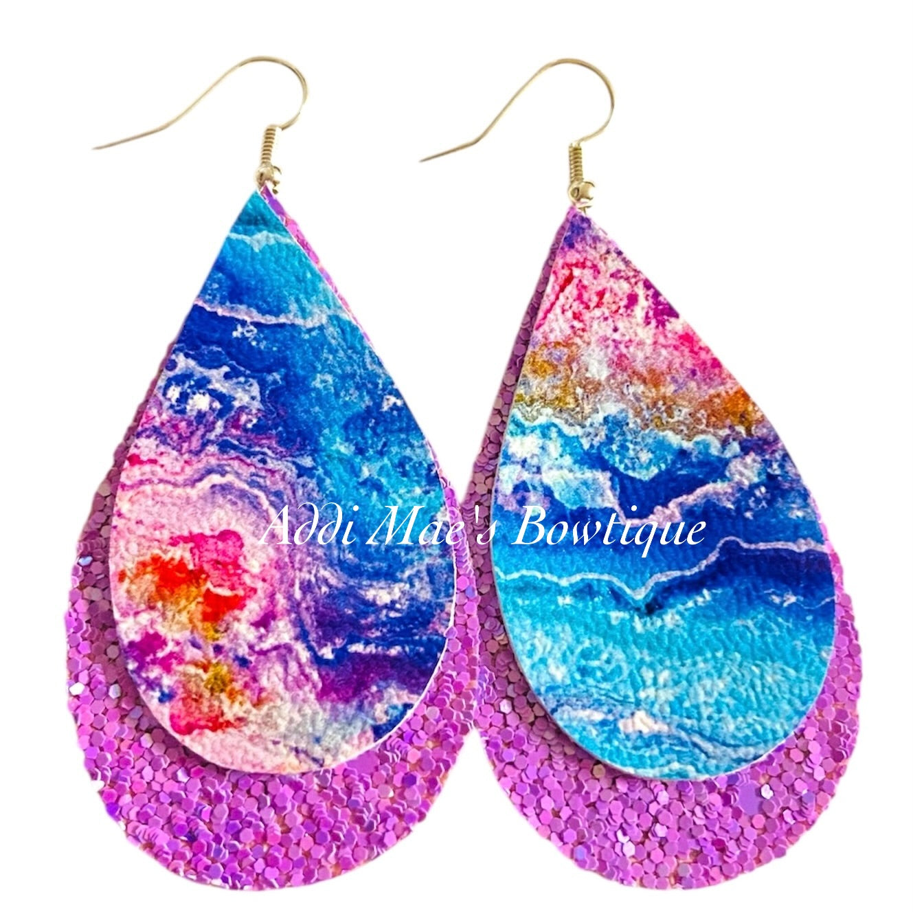 Beach Waves Stacked Tear Drop Dangle Earrings