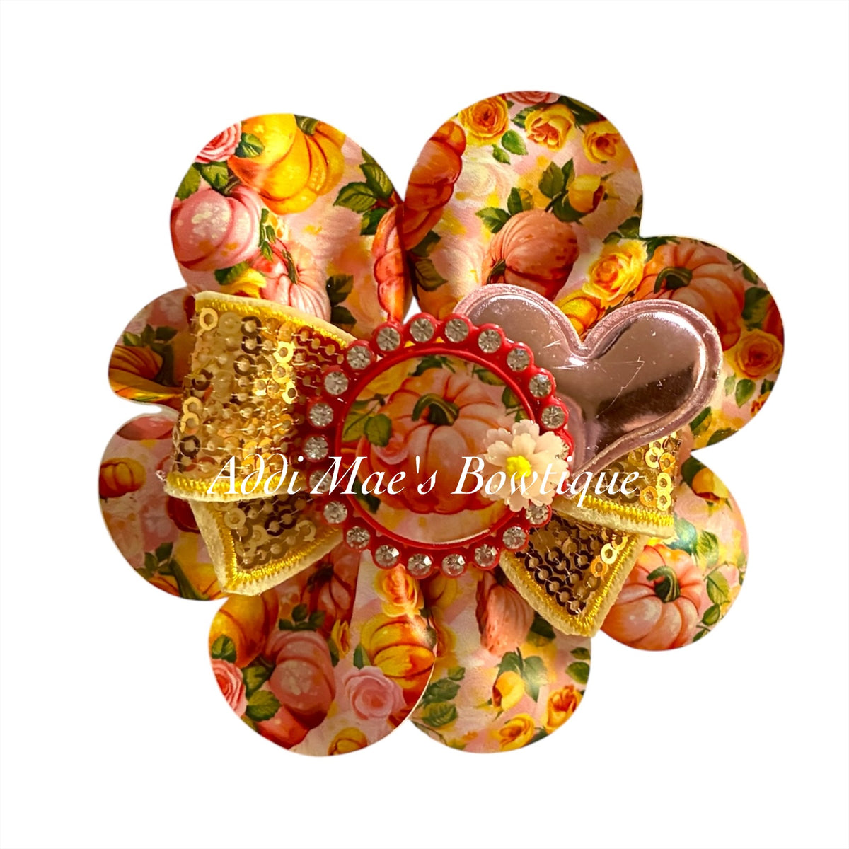 Pretty Pink Pumpkins Ruffle Bow