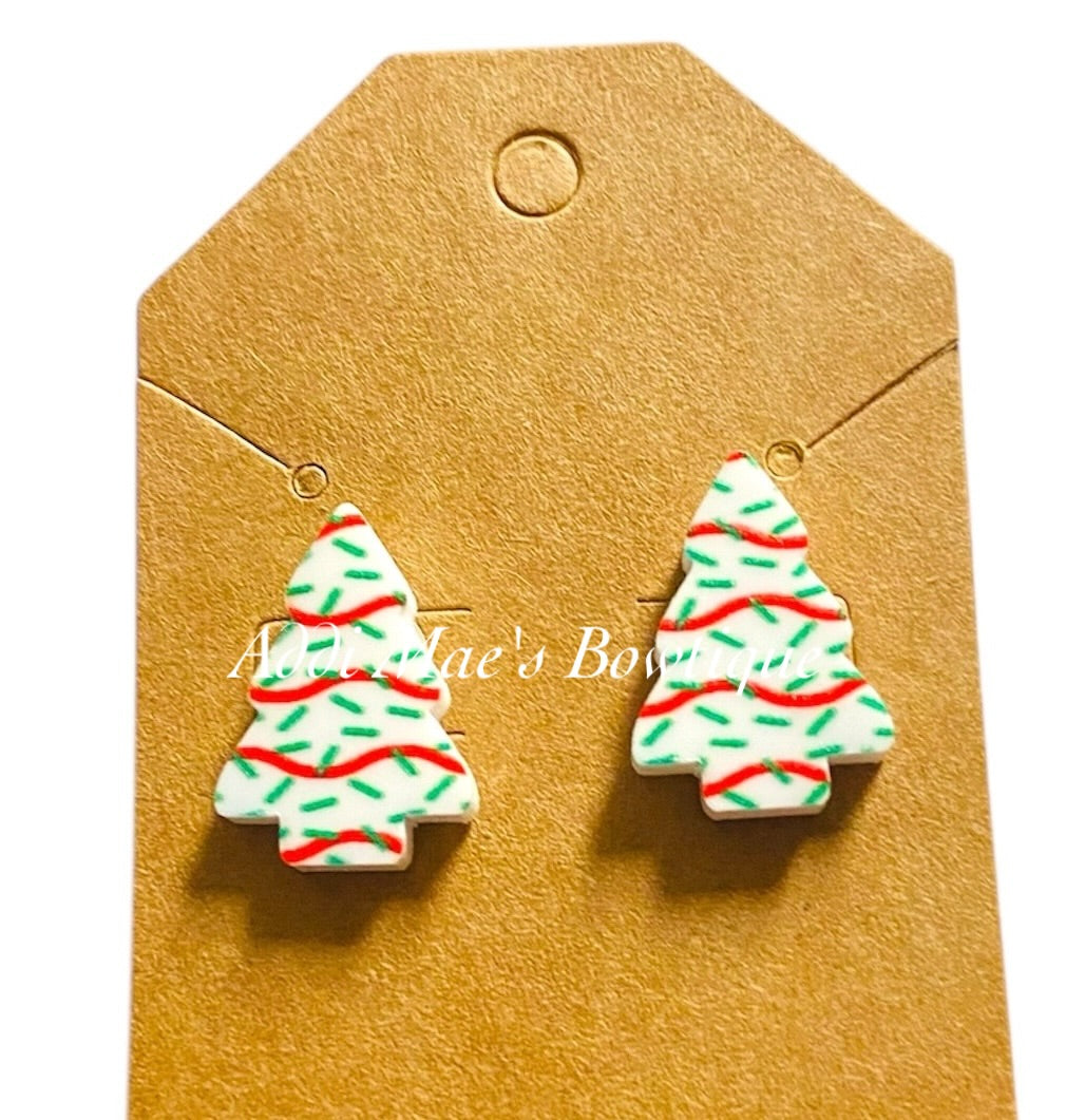 Christmas Tree Snack Cake 8mm Earring Studs