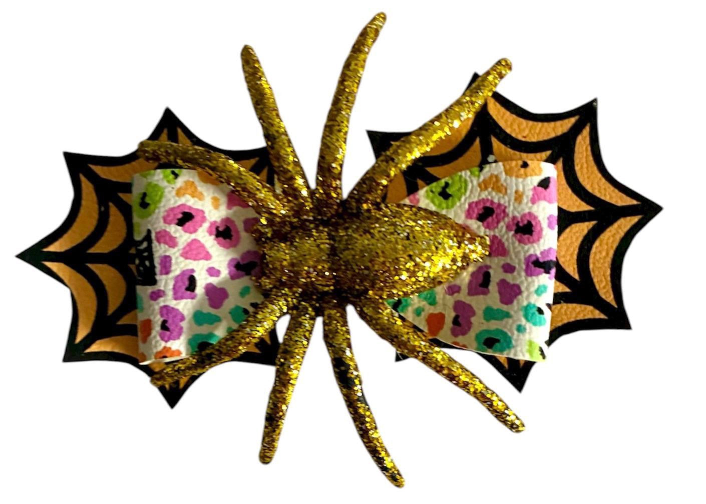 Neon Rainbow Spider Web Clip Halloween