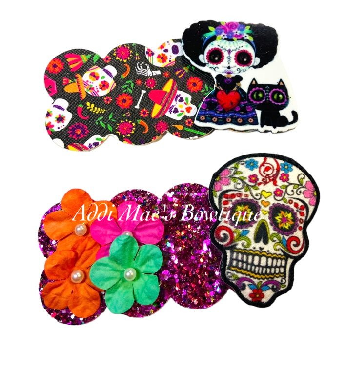 Day of the Dead Sugar Skull Skeleton Halloween Snap Clip Set