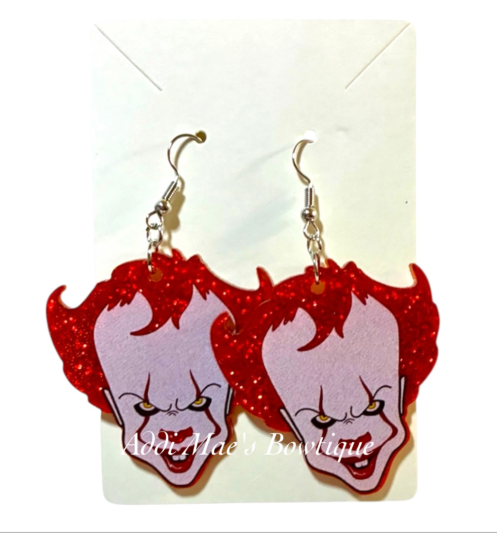 Scary Clown Acrylic Dangle Earrings