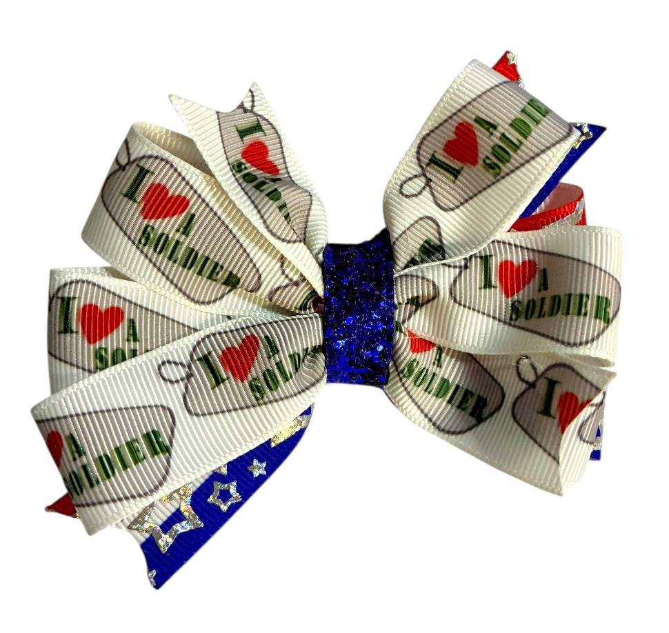 I ❤️A Soldier Ribbon Bow