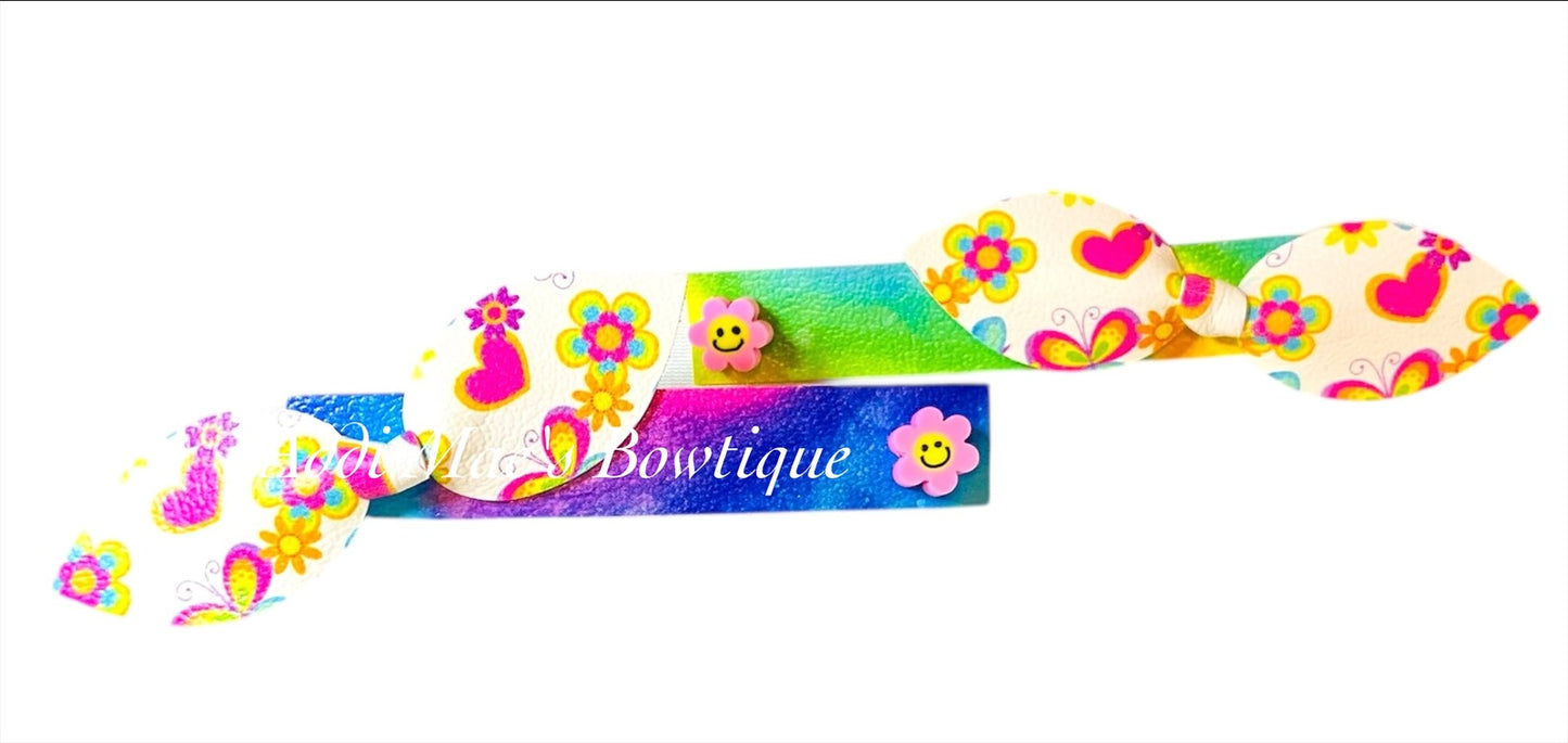 Bright Rainbow Butterfly Mini Top Knot Alligator Clip Set