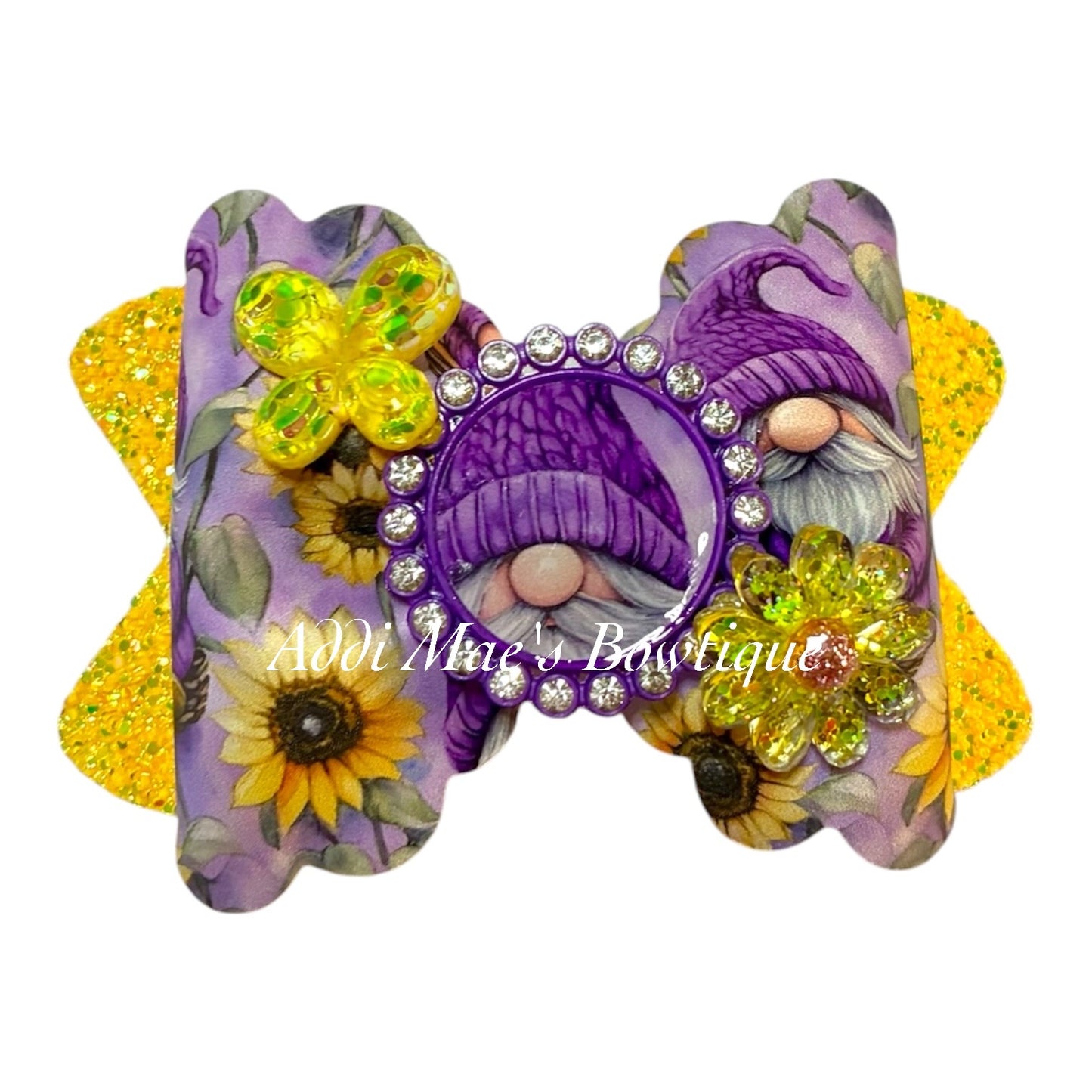 Gnome Sunflower Ruffle Bow