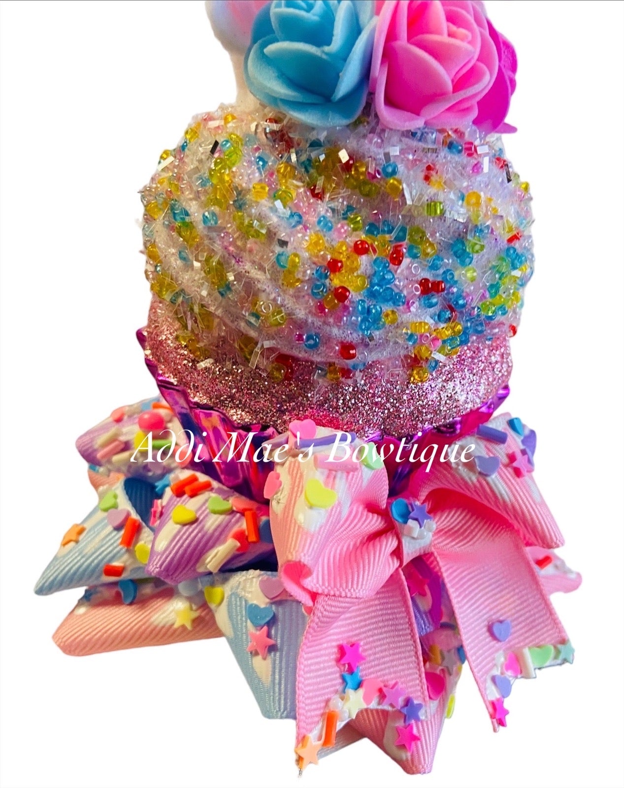 Unicorn Cupcake Sprinkle Present Bow