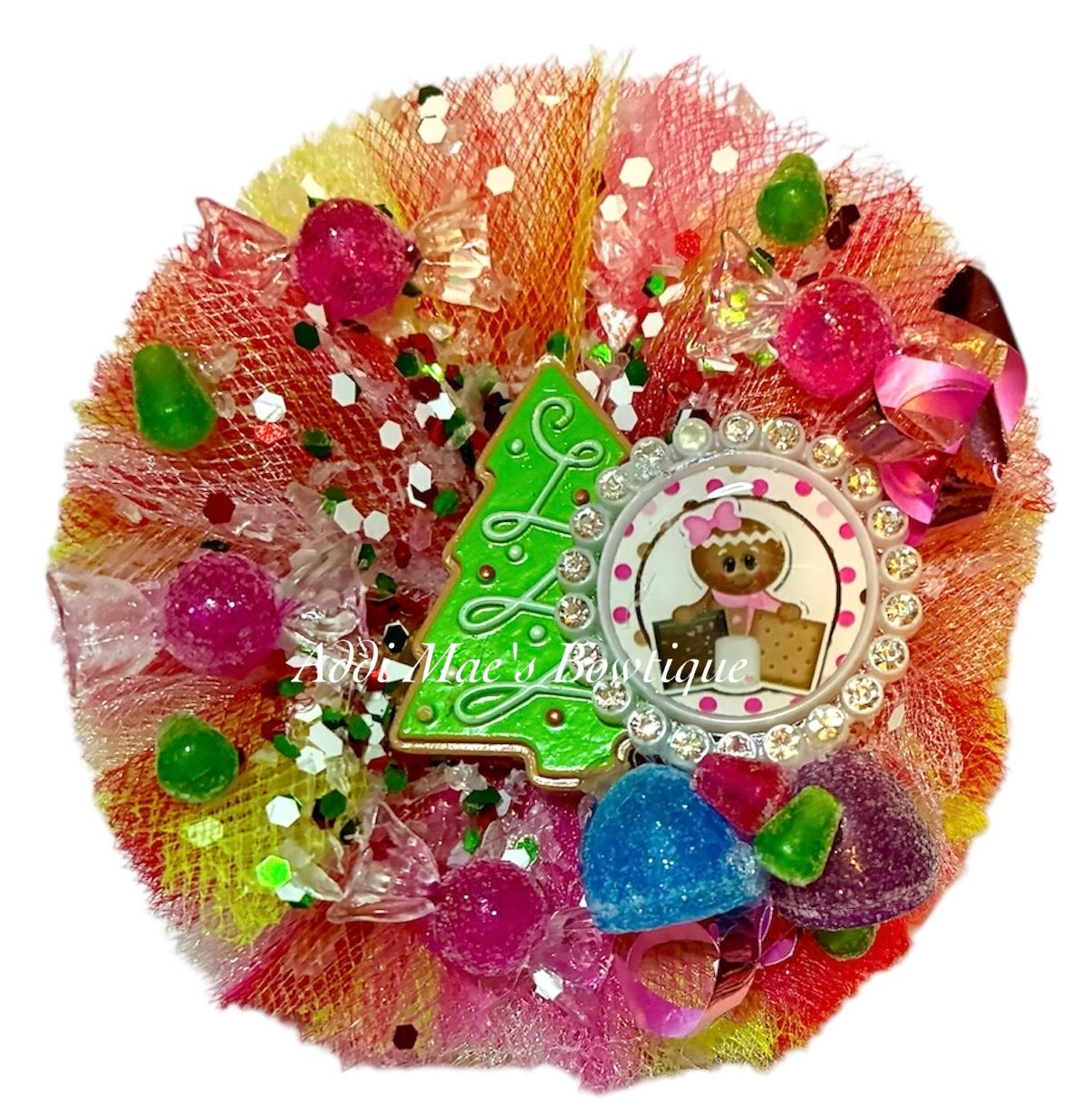 Gingerbread Girl Christmas Tulle Puff Hair Bow