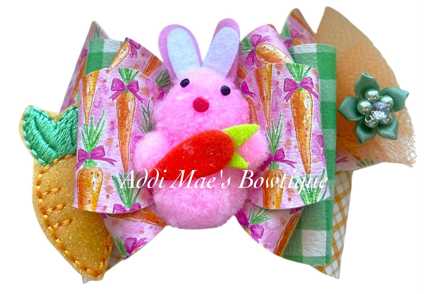 Pink Carrots Bunny Bow