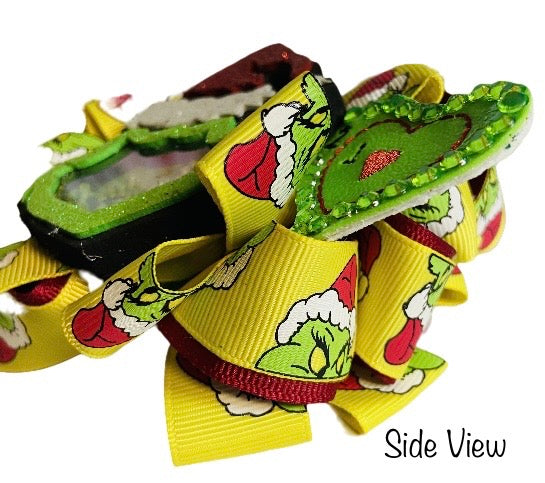 Green Grouch Christmas Ribbon Bow