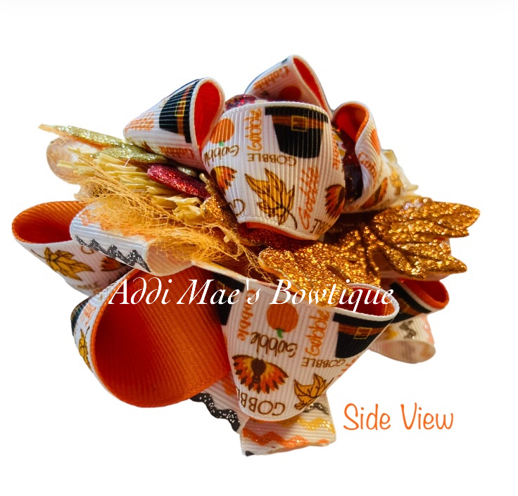 Thanksgiving Turkey Ribbon Bow