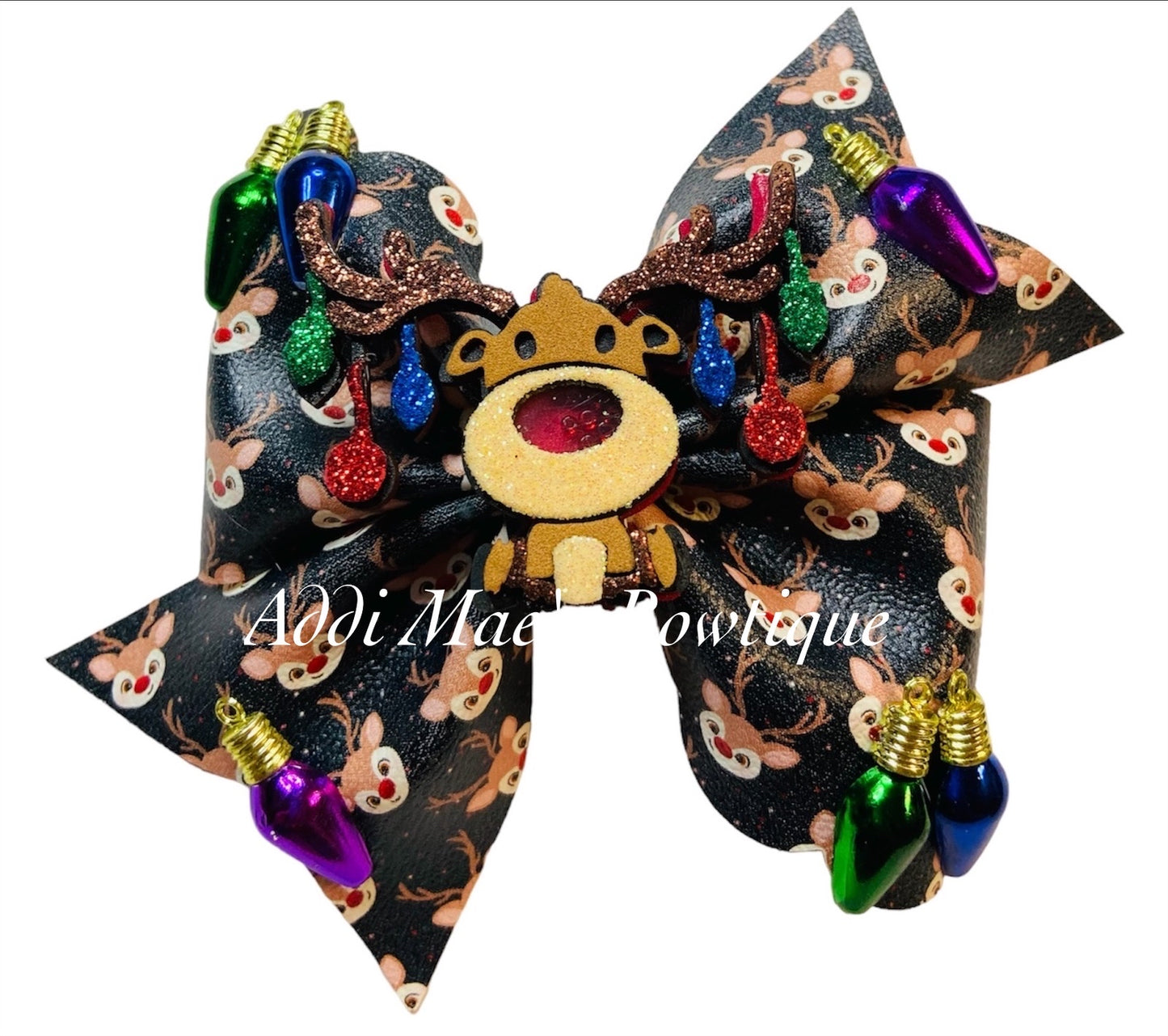 Christmas Red Nose Reindeer Shaker Bow