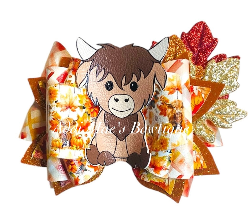 Fall Highland Cow Bow