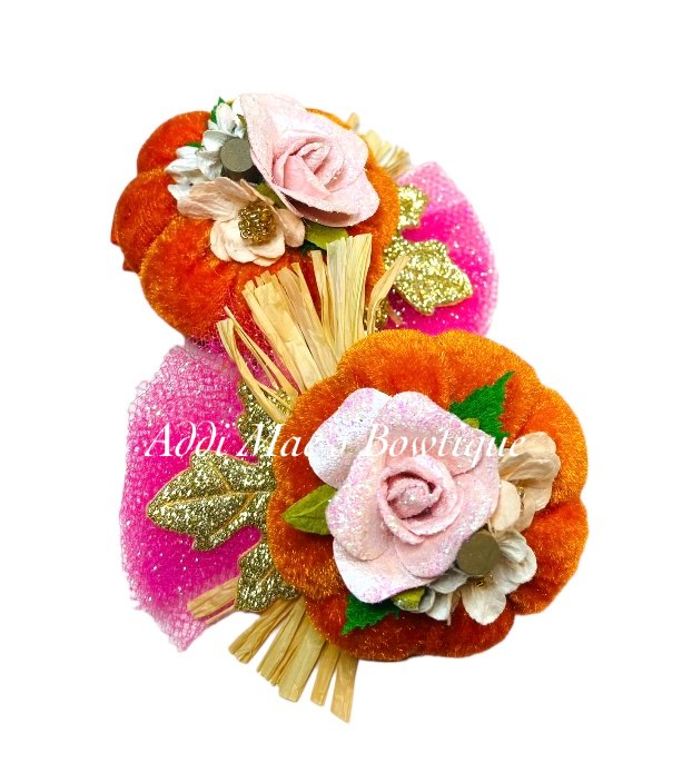 Plush Fall Pumpkins Alligator Clip Set