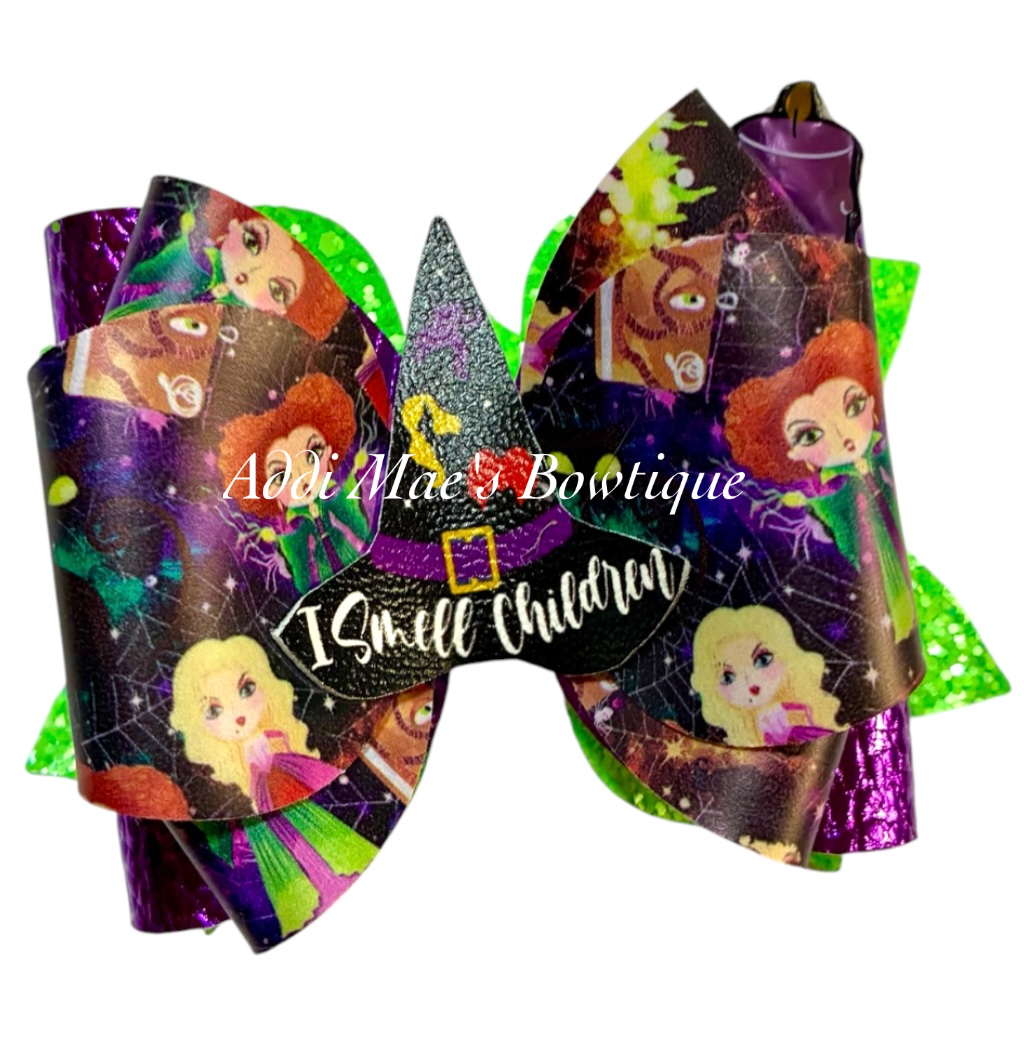 Witch Sisters Halloween Bow
