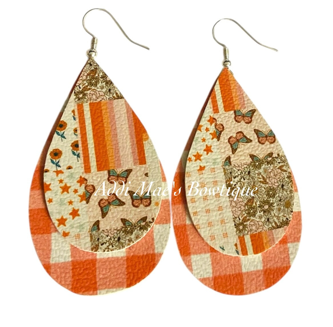 Summer Patchwork Stacked Tear Drop Dangle Earrings