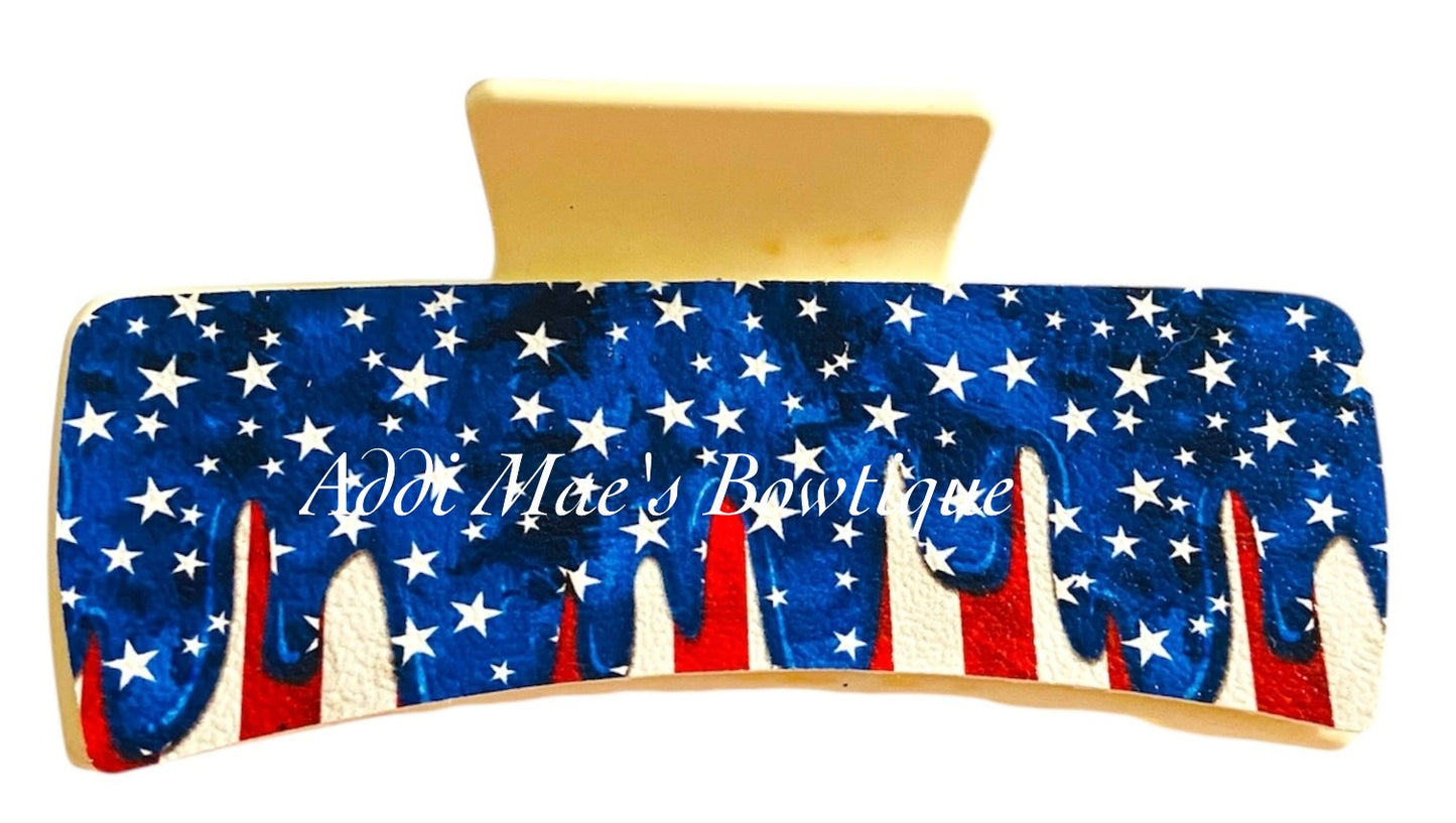 American Flag Drips XL Claw Clip