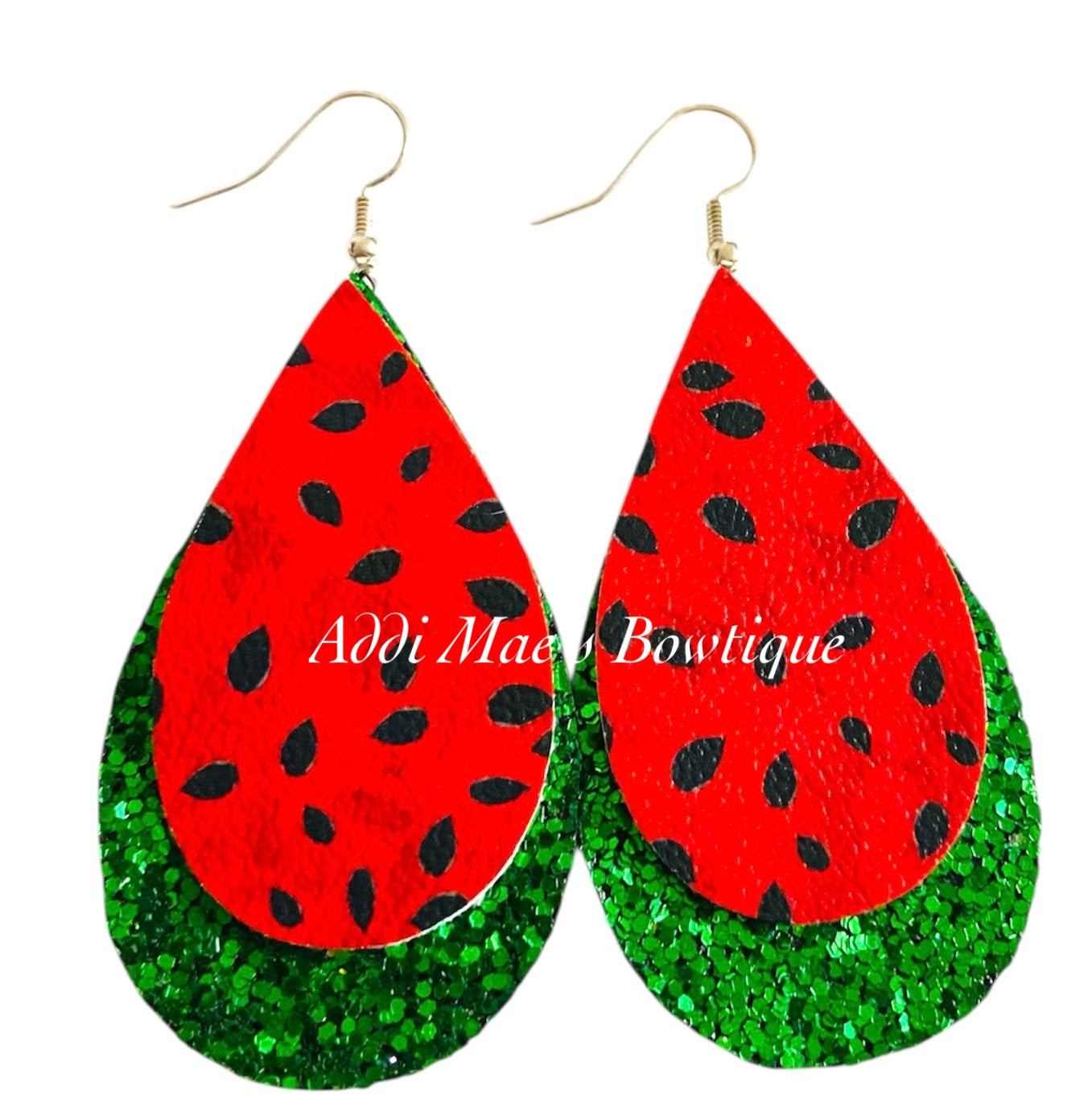 Watermelon Stacked Tear Drop Dangle Earrings