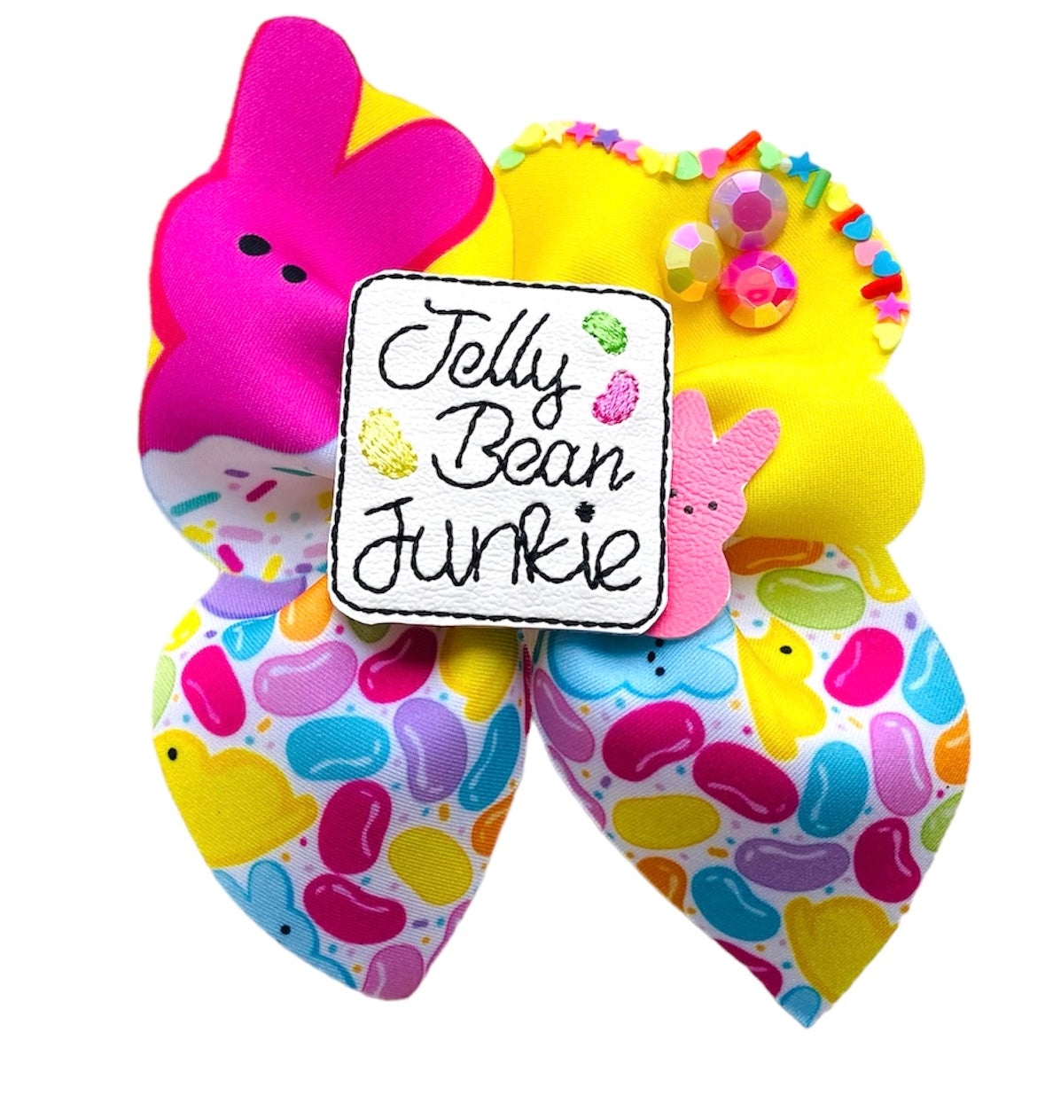 Marshmallow Candy Bunnies Jellybeans Bubble Neoprene Fabric Sailor Hair Bow