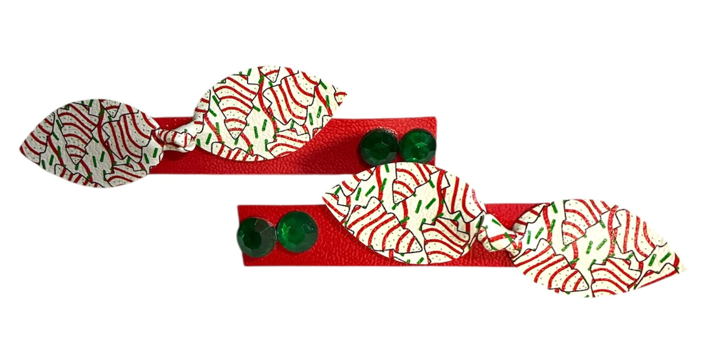 Christmas Tree Snack Cake Top Knot Alligator Clip Set