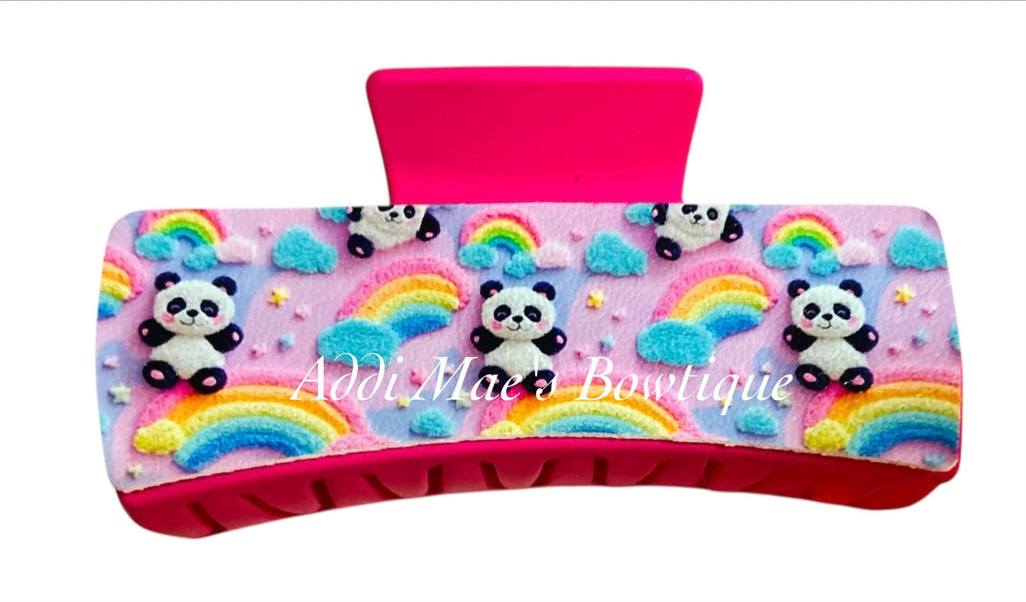 Rainbow Panda XL Claw Clip