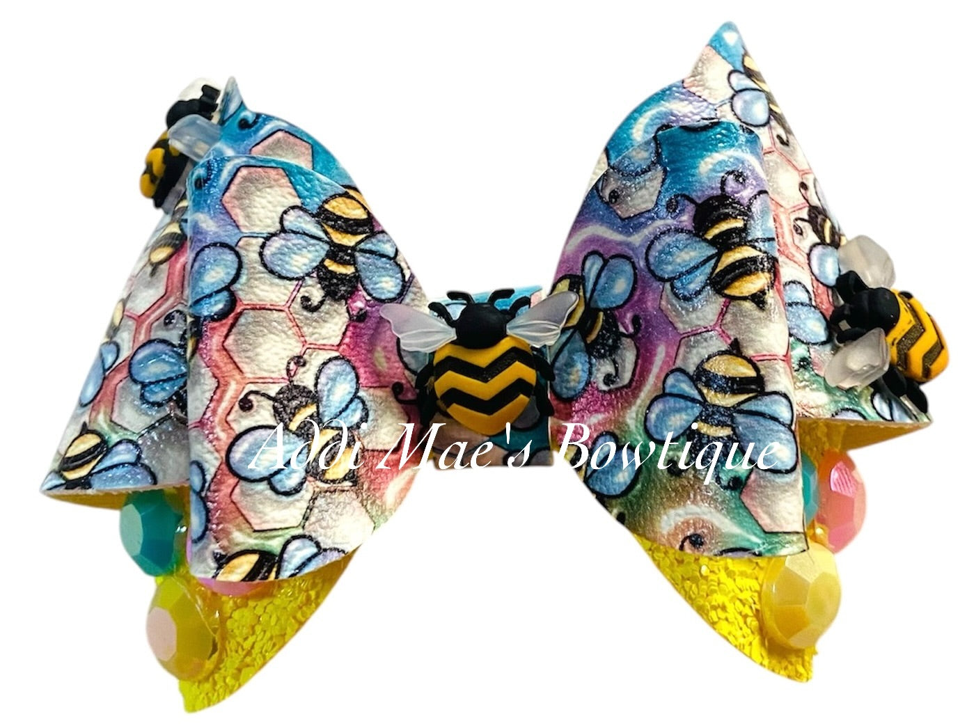 Bees Rainbow Ombre Bow