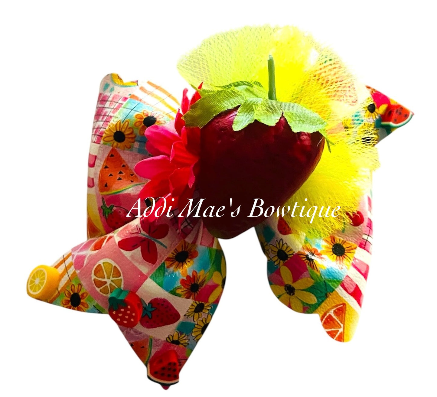 Bright Summer Watercolor Patchwork Bow