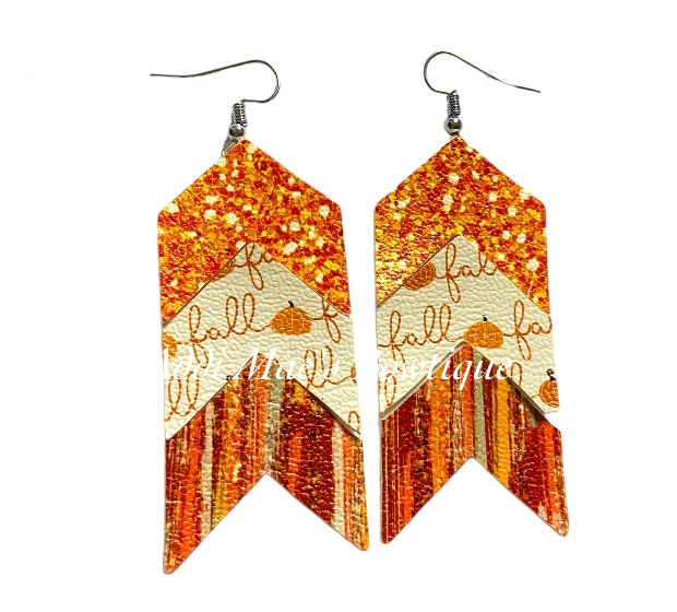 Fall Words Chevron Dangle Earrings