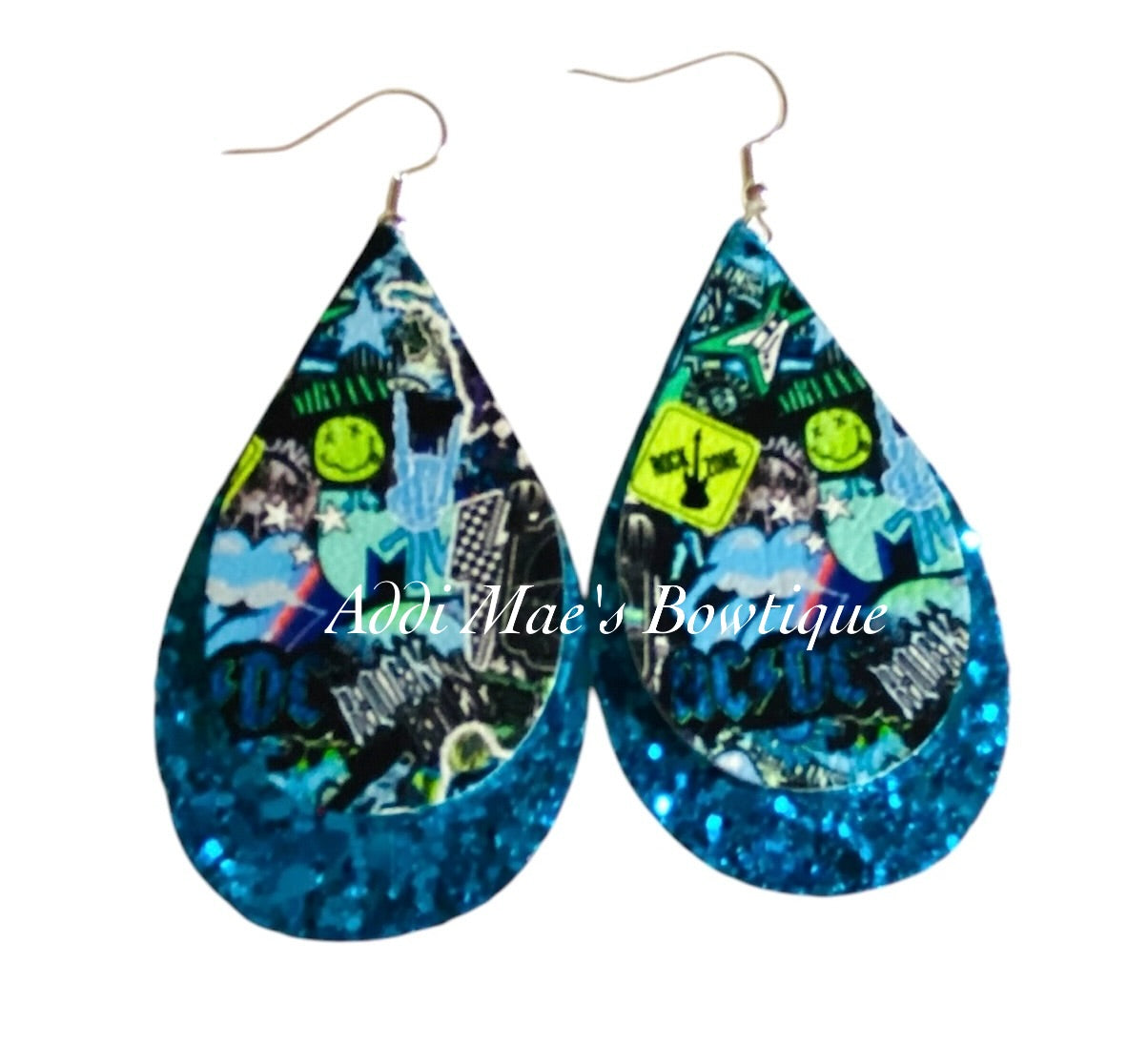 Rocker Music Stacked Tear Drop Earrings