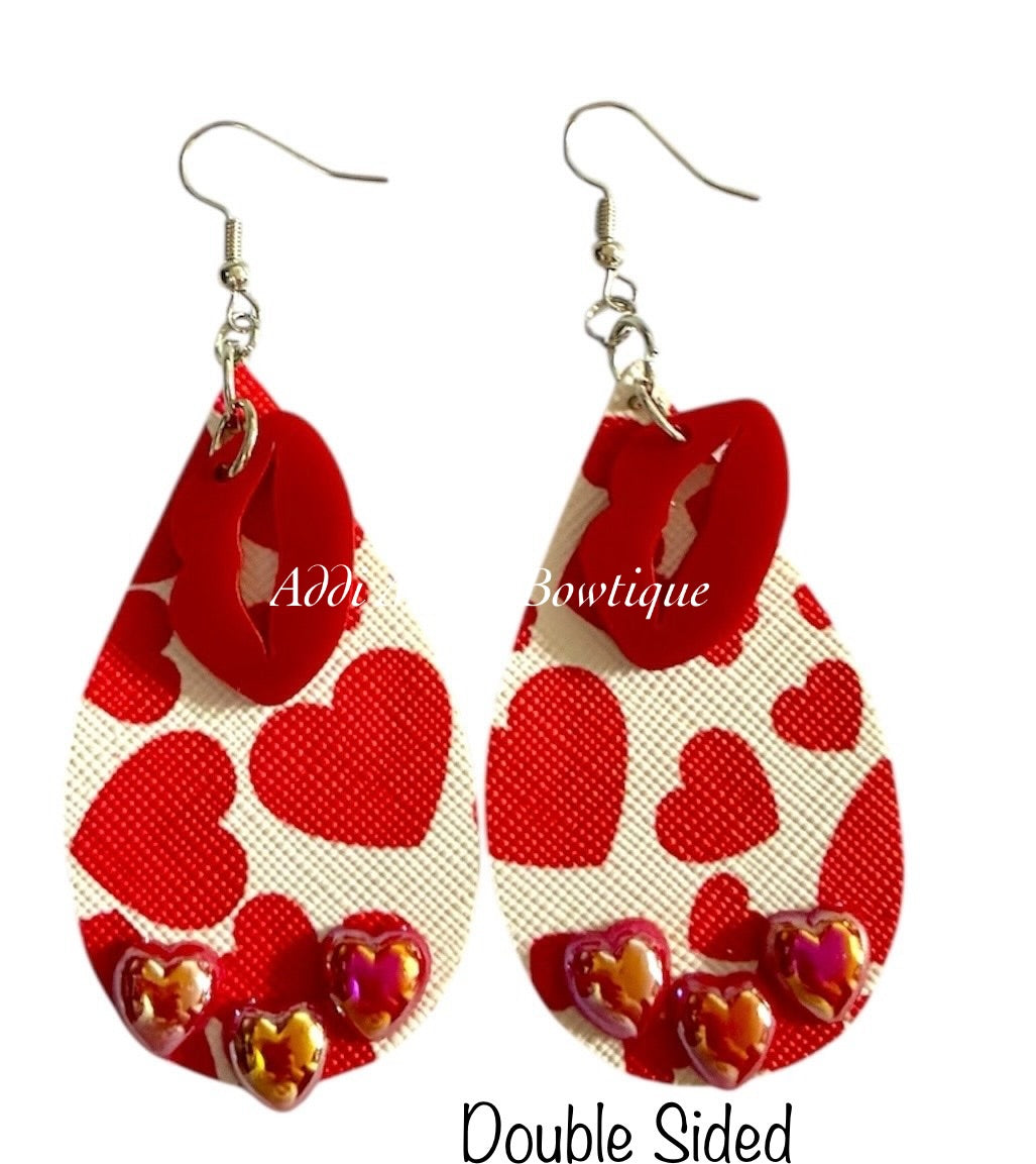 Lots of Hearts Double Sided Tear Drop Earrings