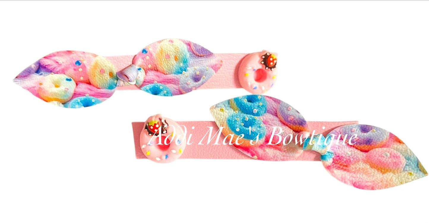 Pastel Donuts Mini Top Knot Alligator Clip Set