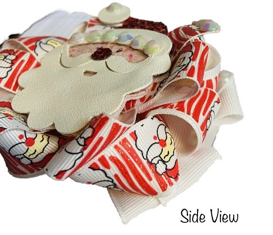 Santa Christmas Ribbon Bow
