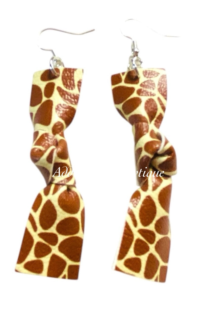 Giraffe Print Knotted Dangle Earrings