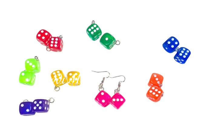 Bright Dice Dangle Earrings