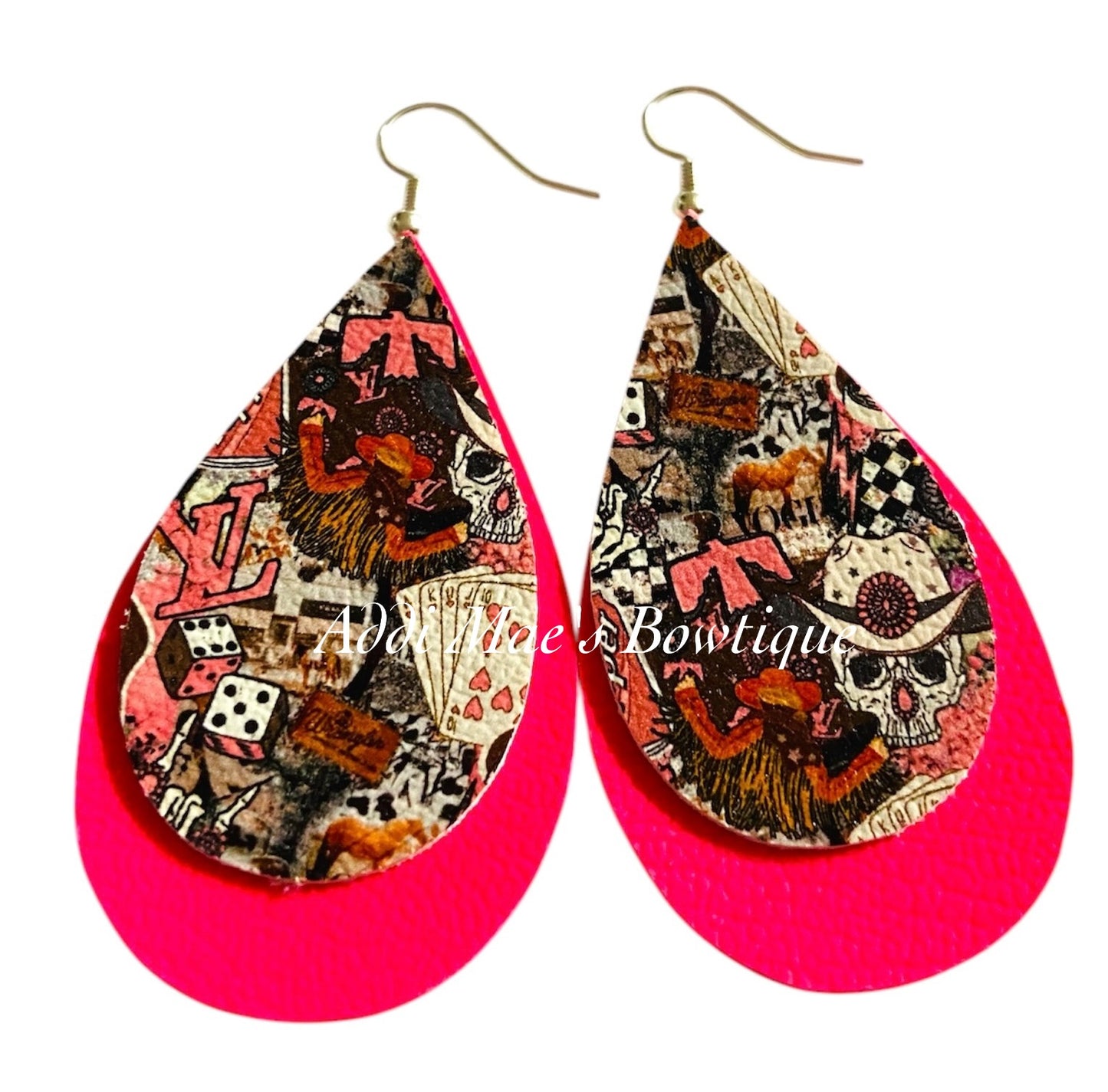 Pop Culture Pink Stacked Tear Drop Dangle Earrings