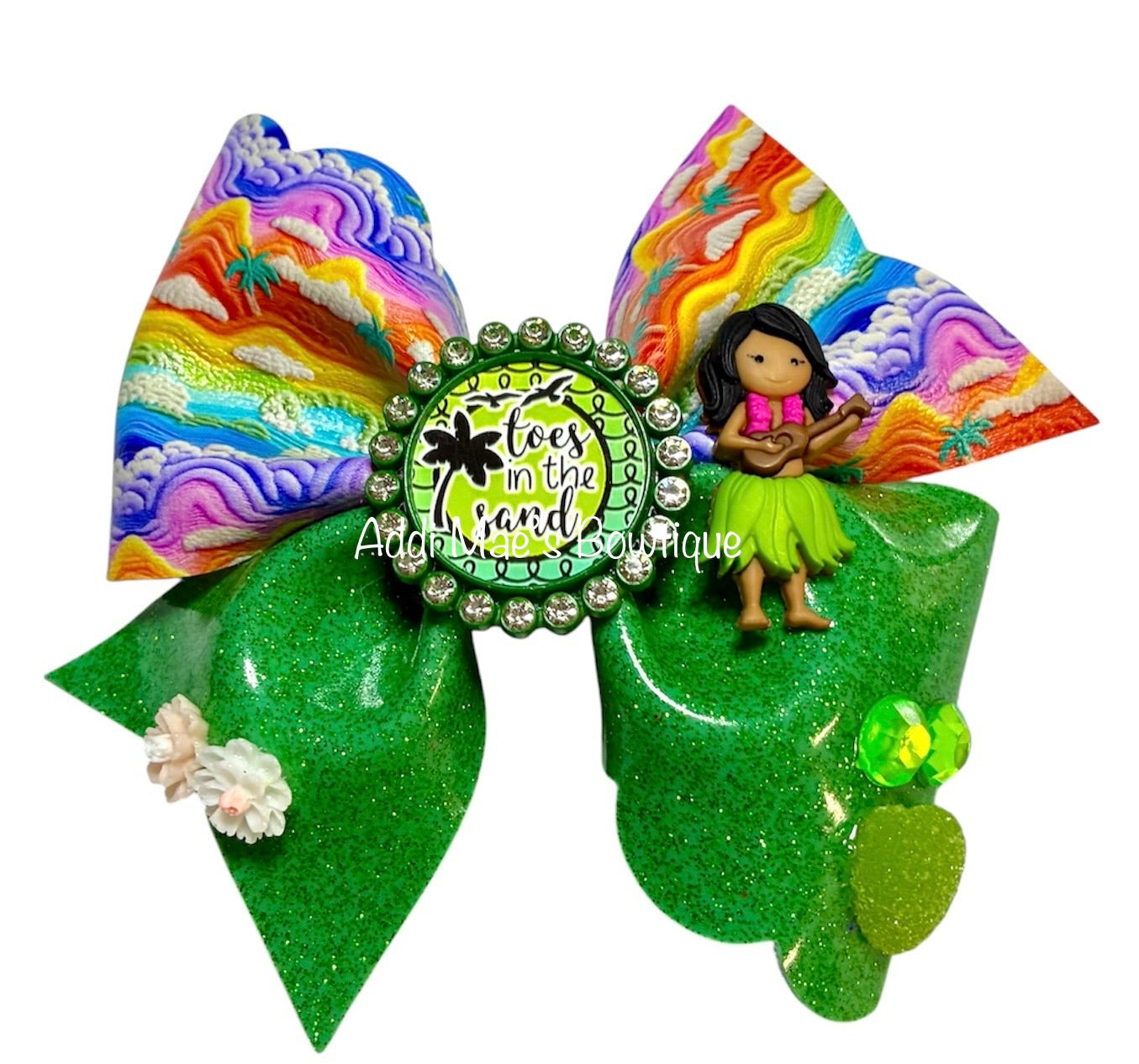 Toes in the Sand Hula Girl Tropical Bow