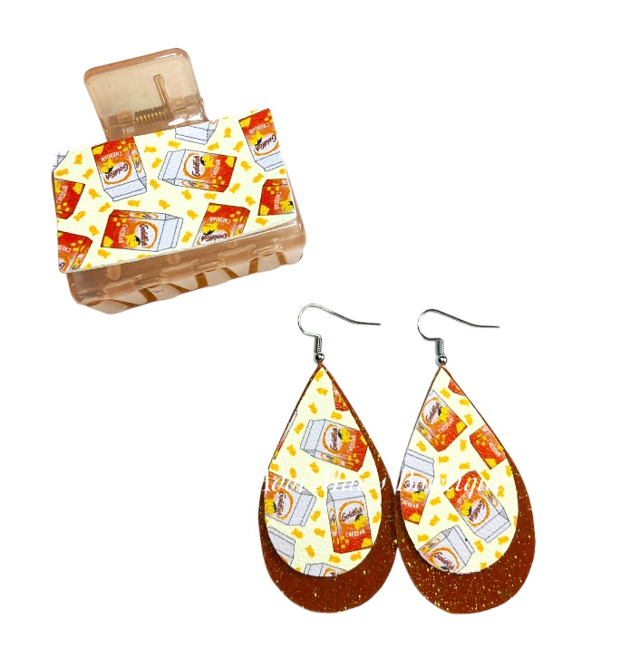 Fish Snack Crackers Small Claw Clip Earring Set