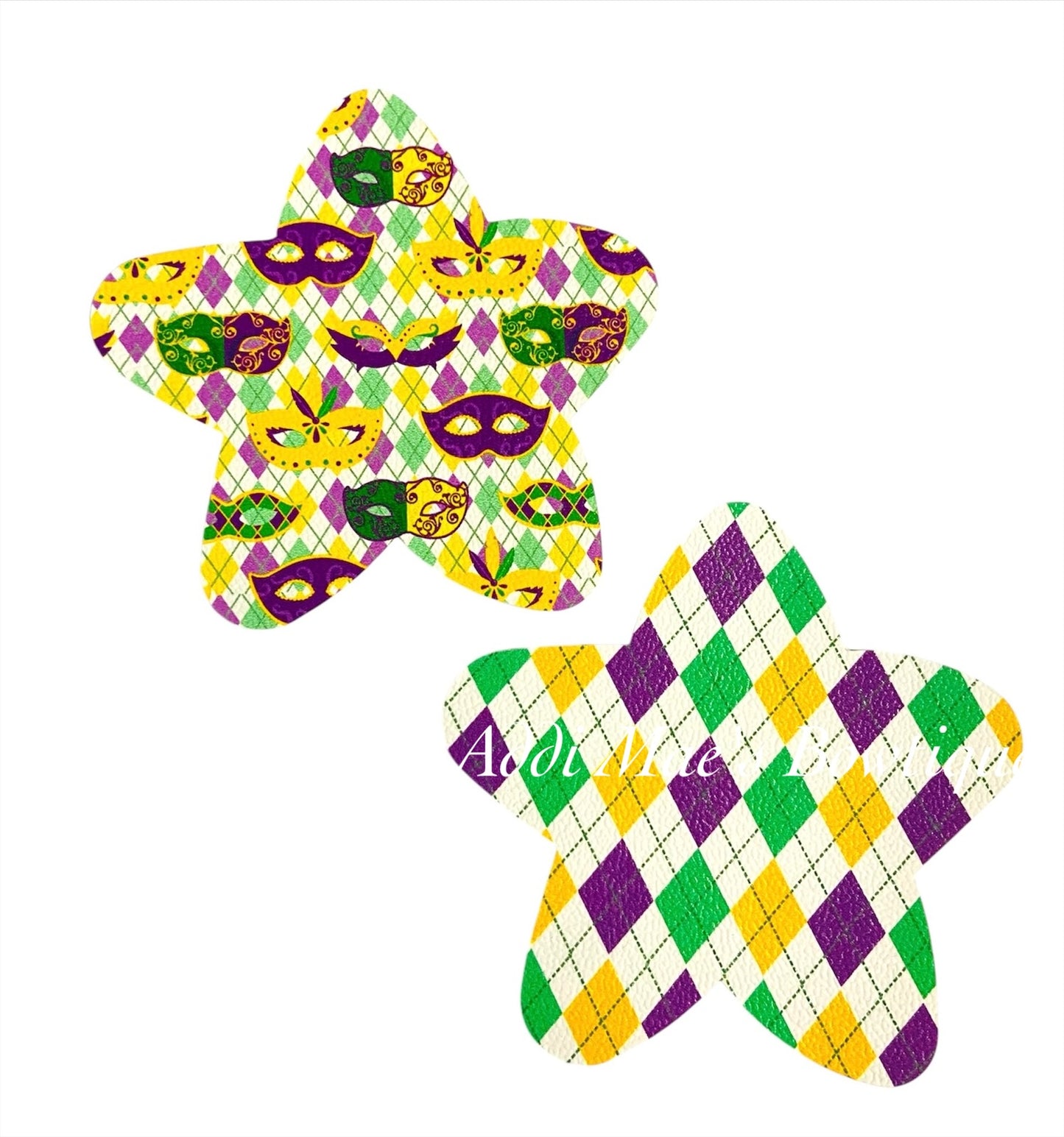 Mardi Gras Masks Argyle Star Shaped Snap Clip Set