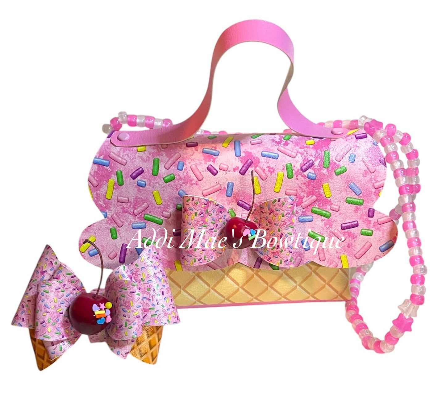 Ice Cream Girls Purse & Bow Set