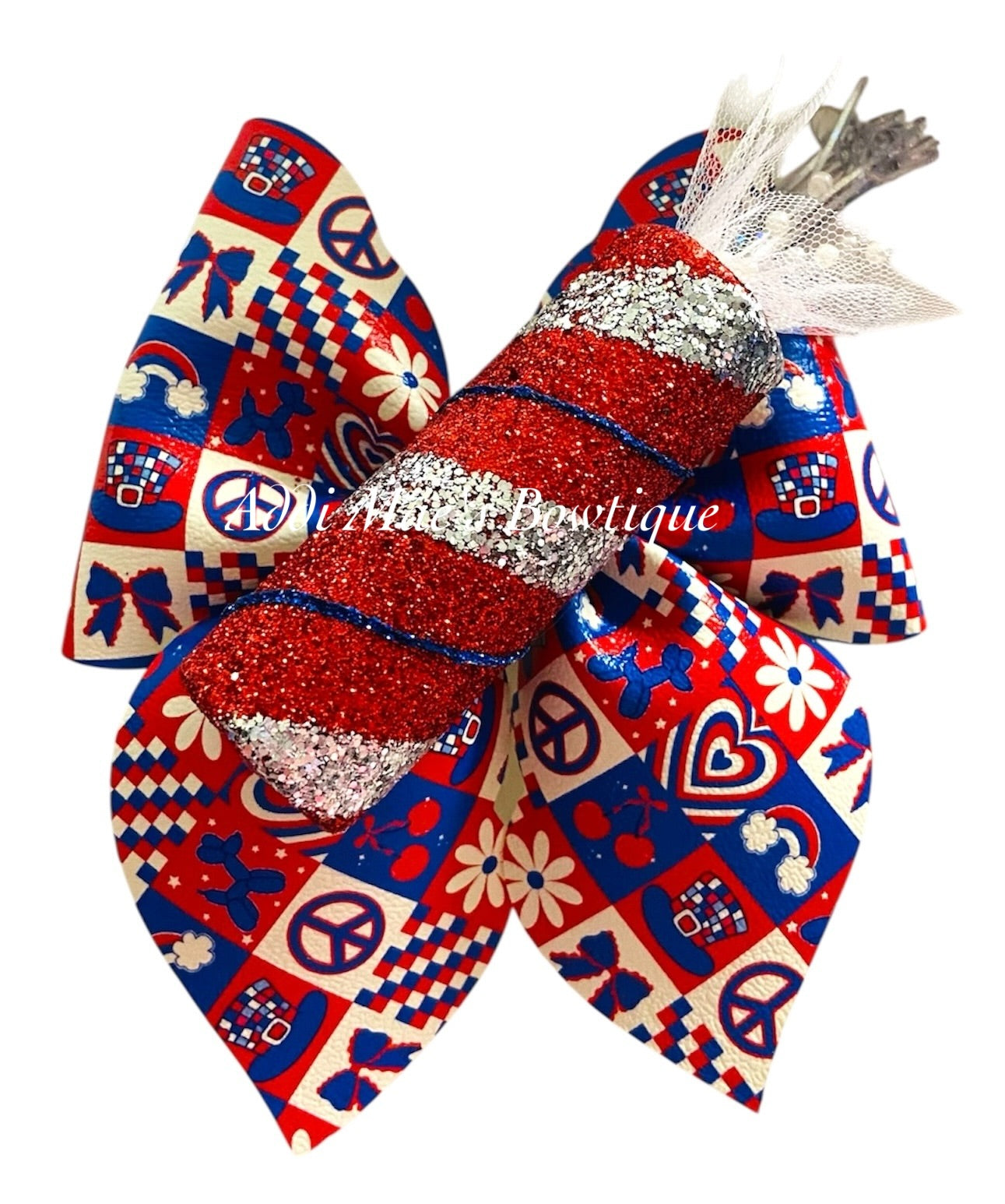 Patriotic Patchwork Firecracker 4th of July Bow