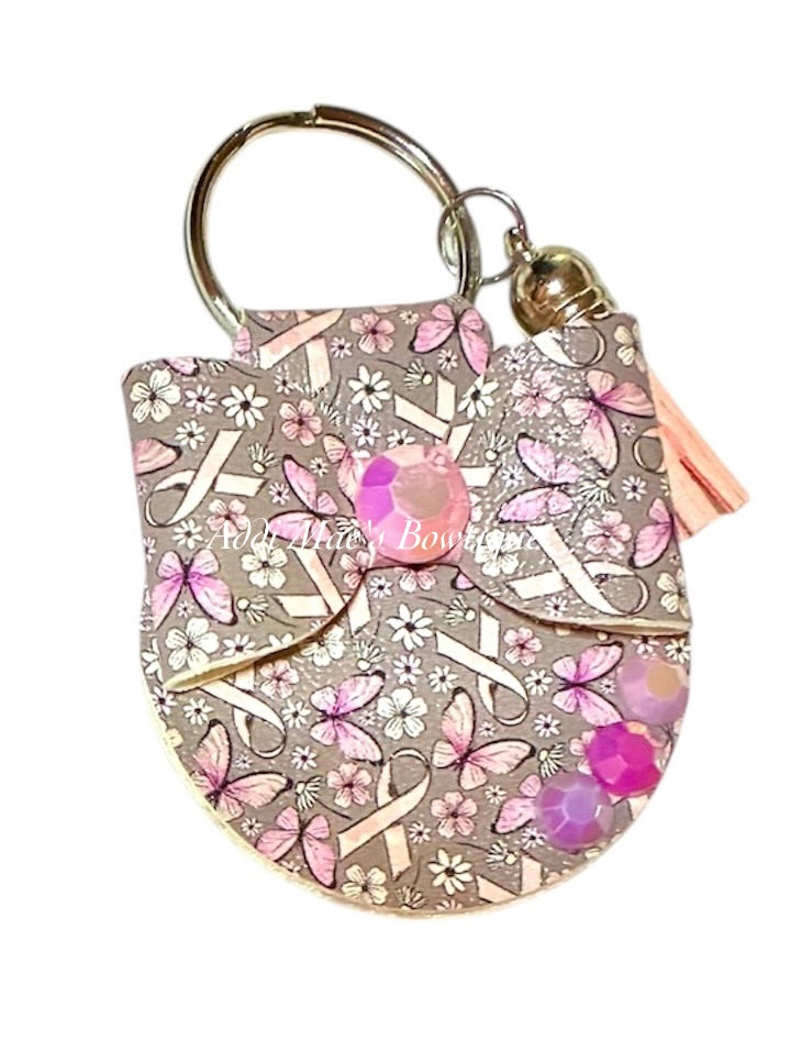 Breast Cancer Awareness Butterflies Keychain