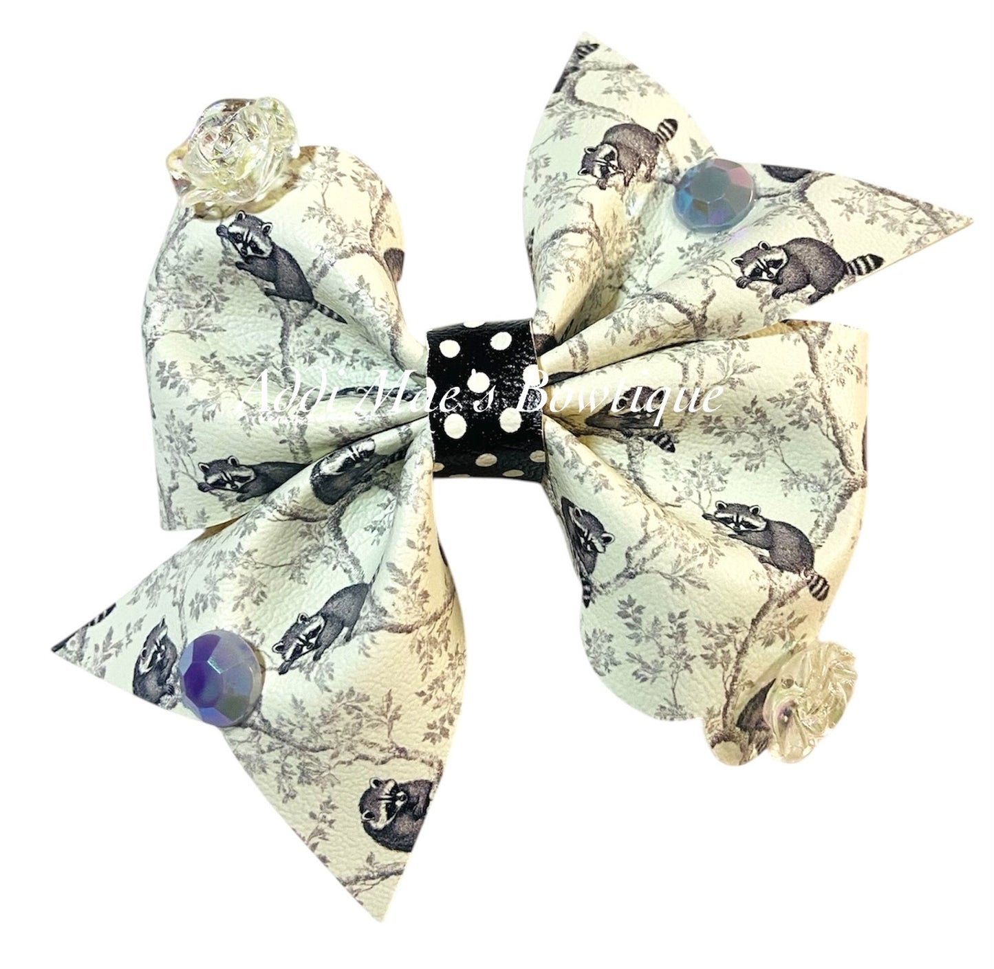 Woodland Toile Raccoon Bow