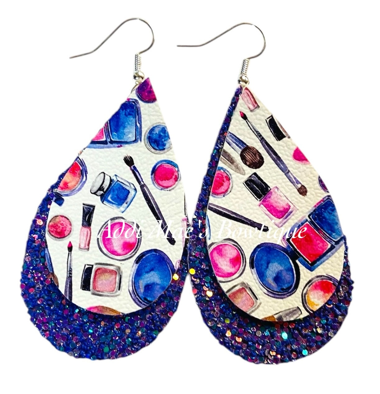 Makeup Stacked Tear Drop Dangle Earrings