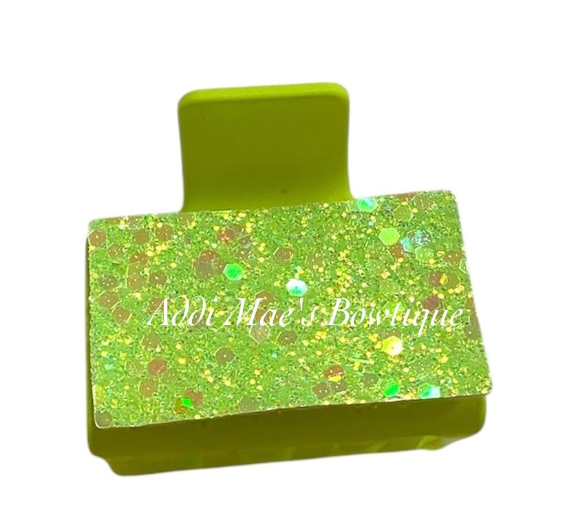 Green Apple Sparkle Glitter Small Claw Clip