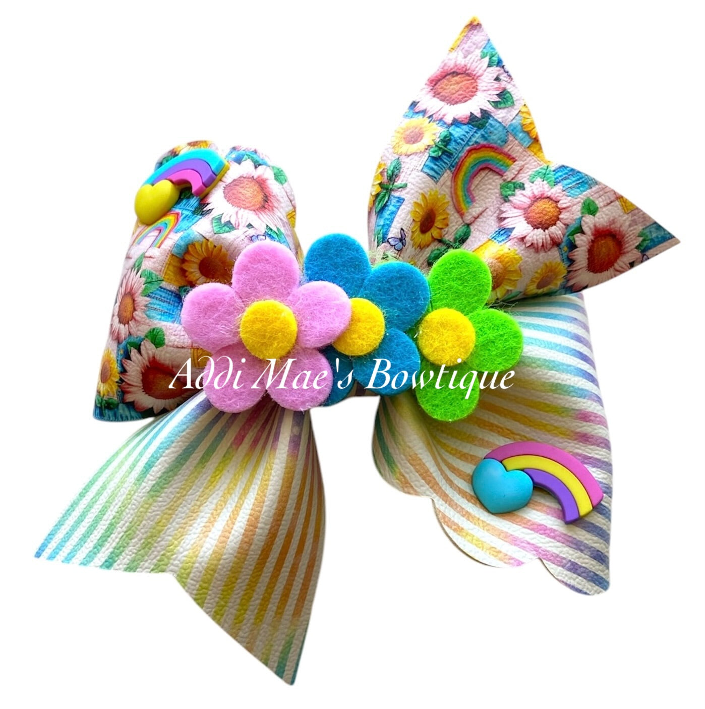 Sunflower Rainbow Patchwork Bow